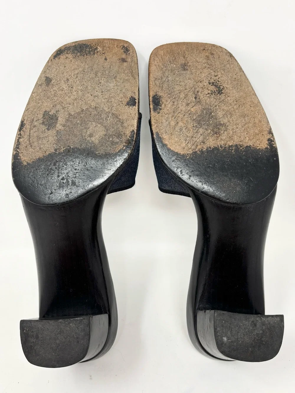 Chanel Vintage Navy CC Logo Mule Heeled Sandals Size 6.5 90s Y2K
